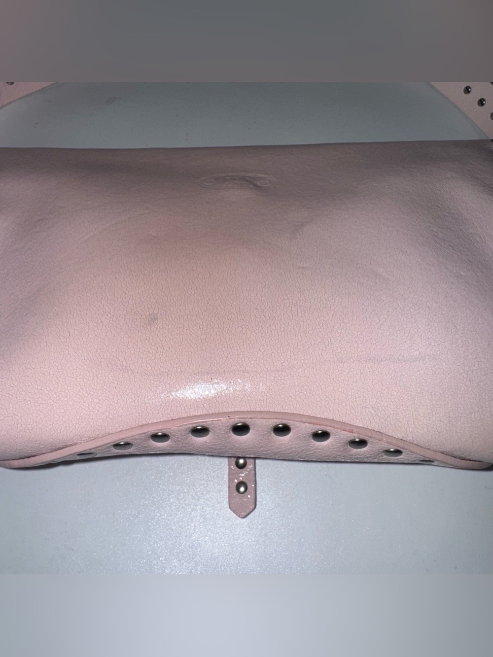 Celine Triomphe Poulbot Vintage Italy Designer Shoulder Bag Pink Studded - Picture 8 of 16